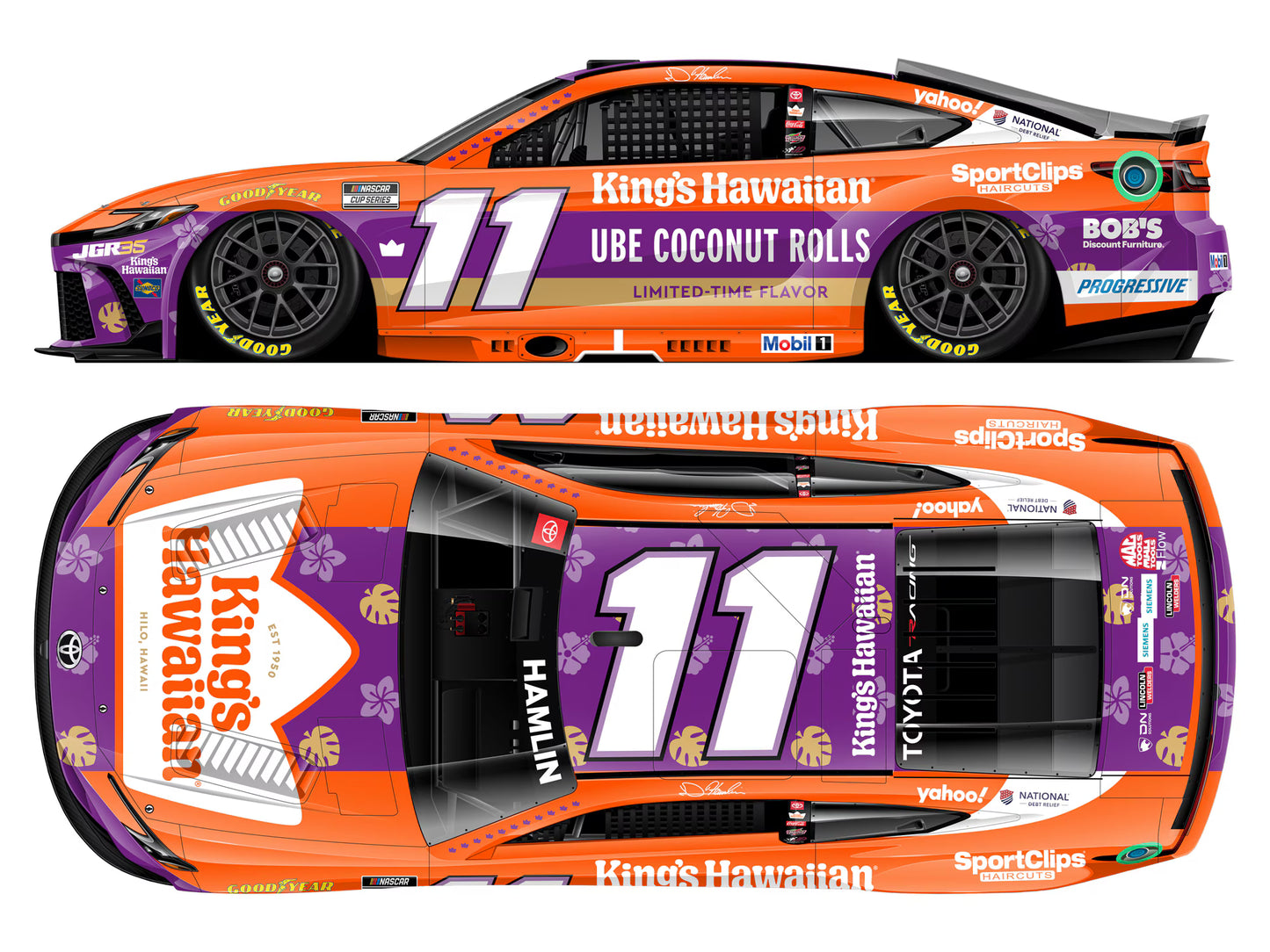 DENNY HAMLIN 2026 KING'S HAWAIIAN UBE COCONUT ROLLS 1:24 ARC DIECAST