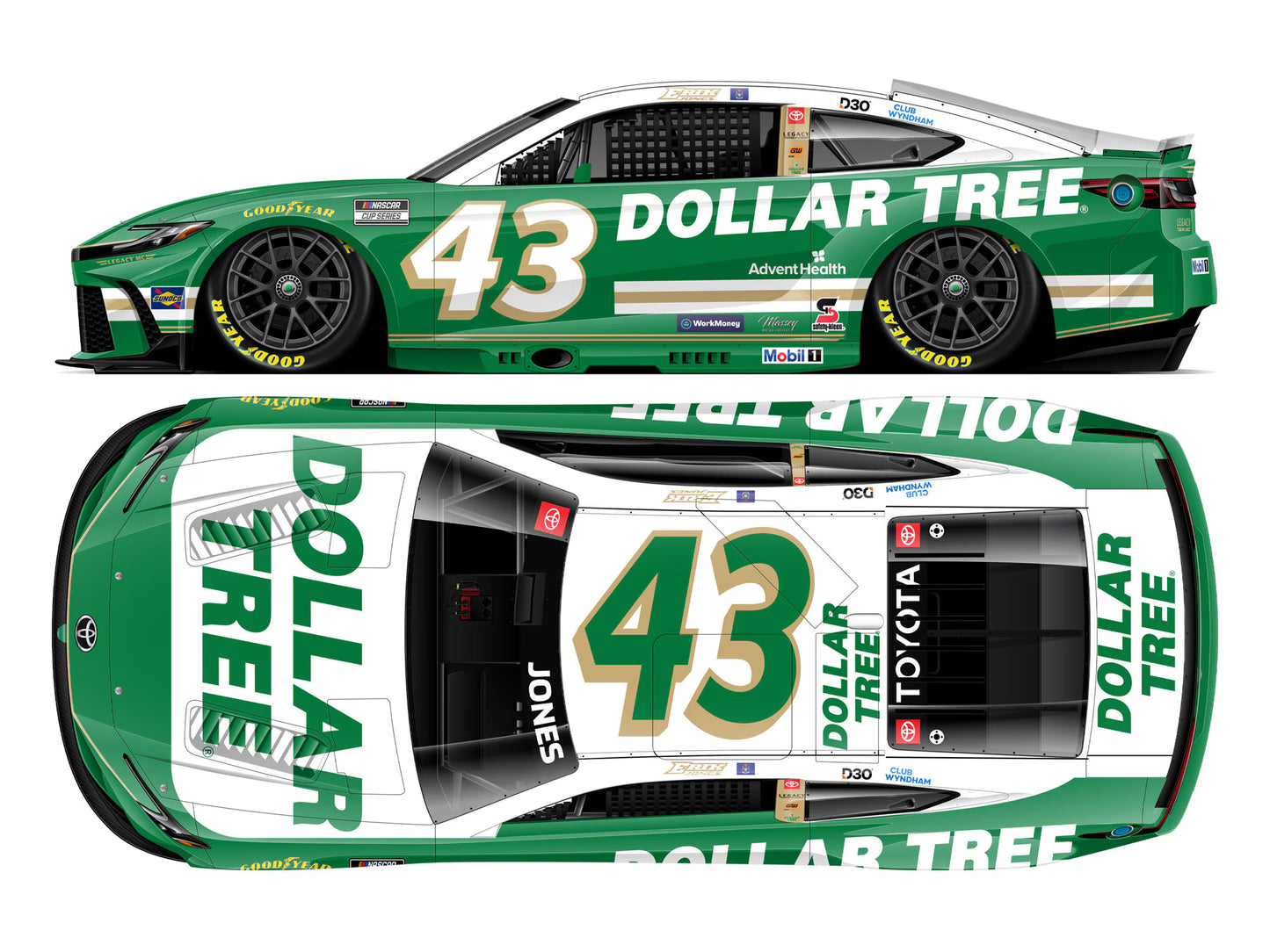 ERIK JONES 2026 DOLLAR TREE 1:24 COLOR CHROME ARC DIECAST