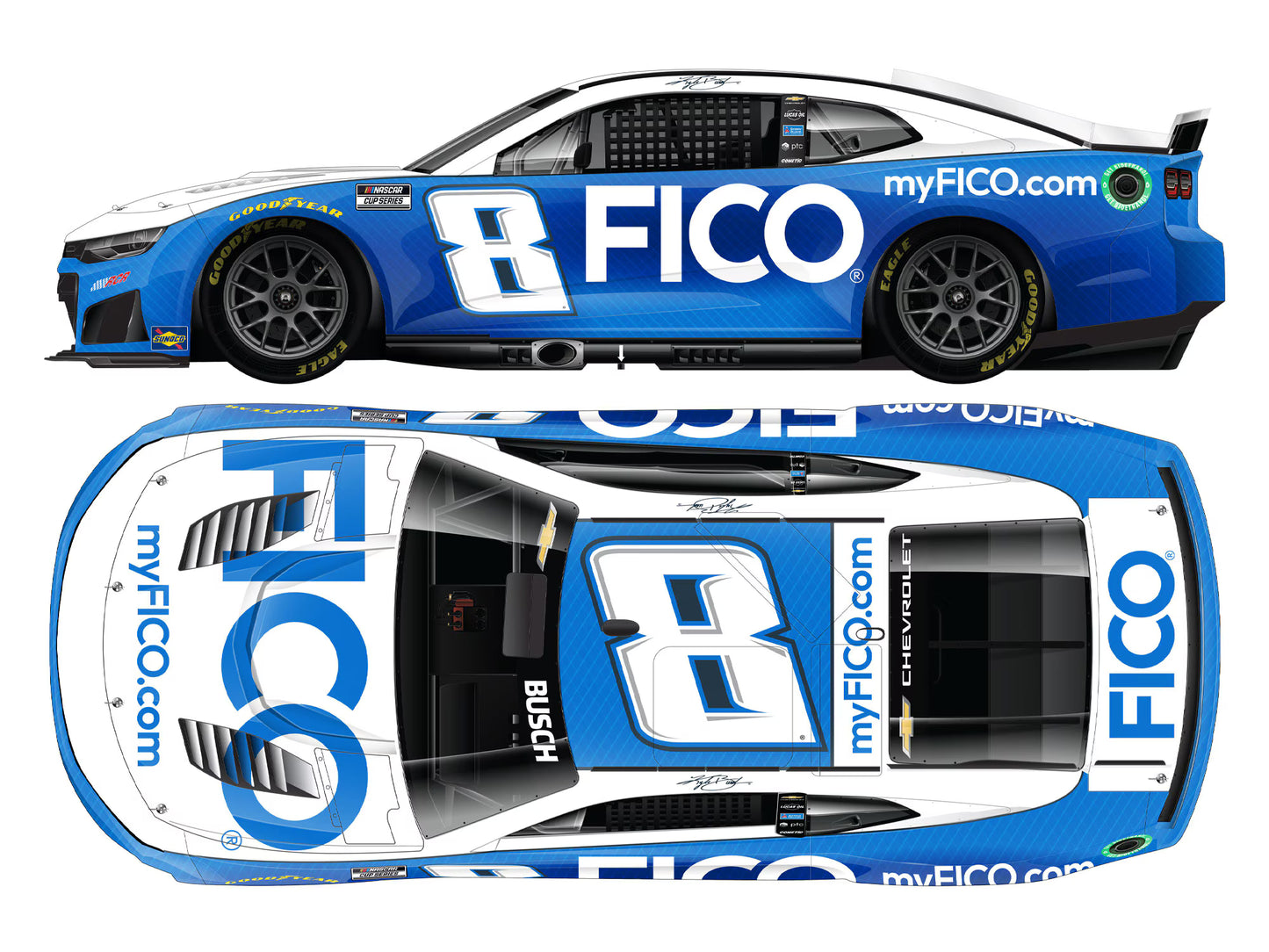 KYLE BUSCH 2026 FICO 1:24 COLOR CHROME ARC DIECAST