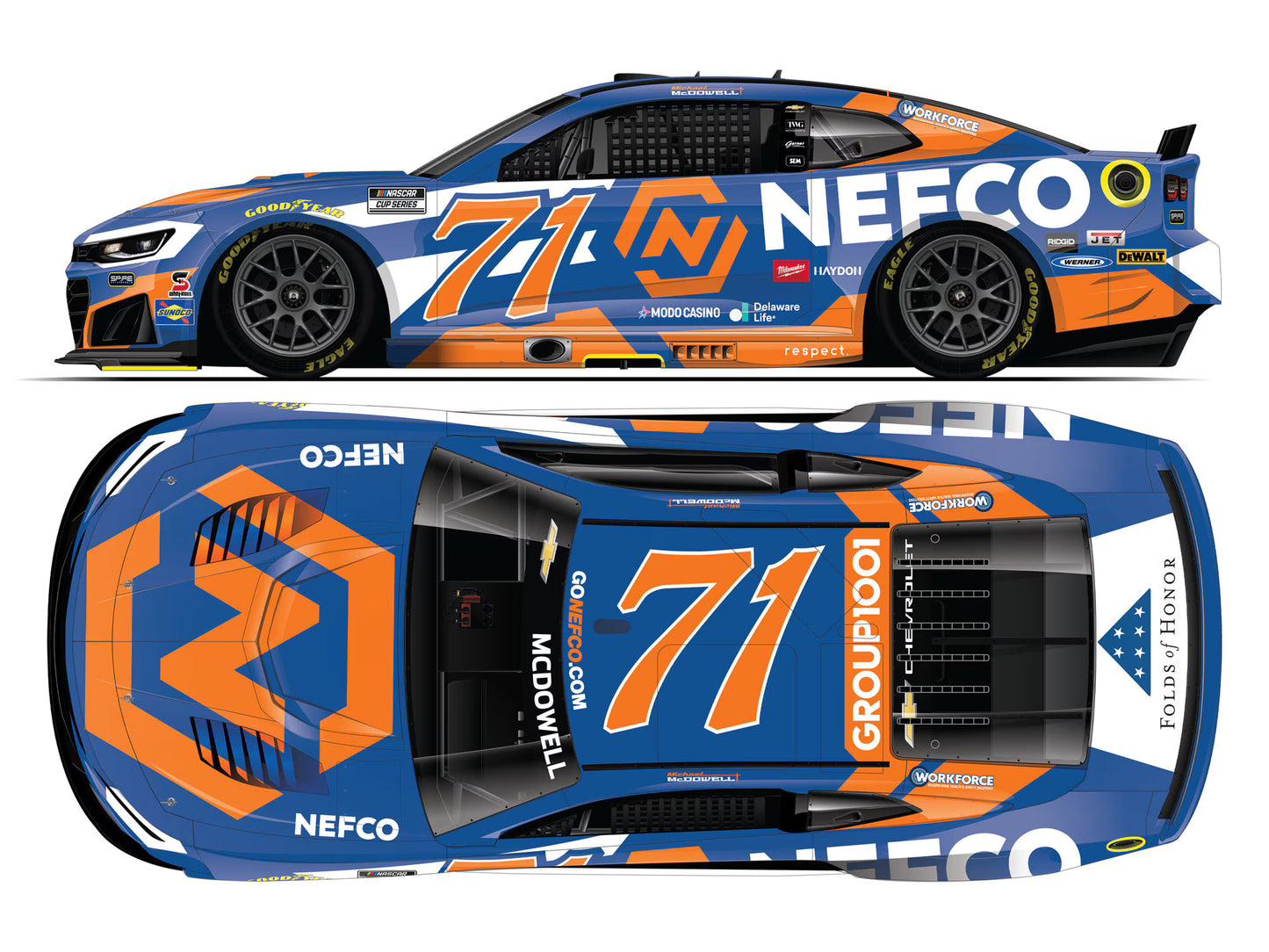 MICHAEL MCDOWELL 2026 NEFCO 1:24 COLOR CHROME ARC DIECAST