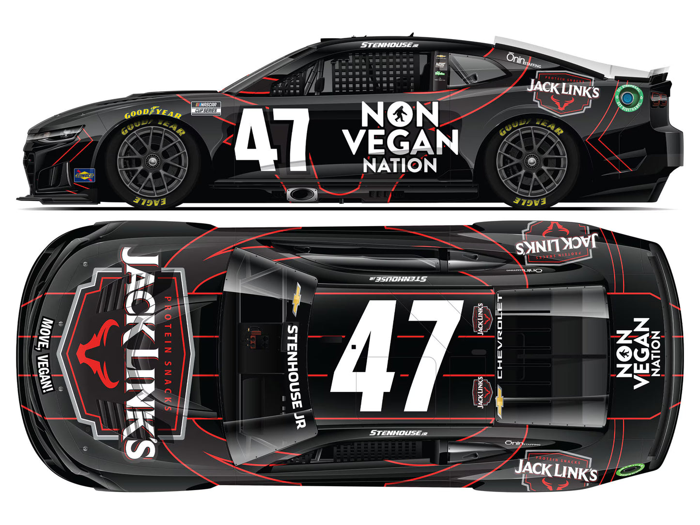 RICKY STENHOUSE JR 2026 JACK LINK'S NON VEGAN NATION 1:24 COLOR CHROME ARC DIECAST