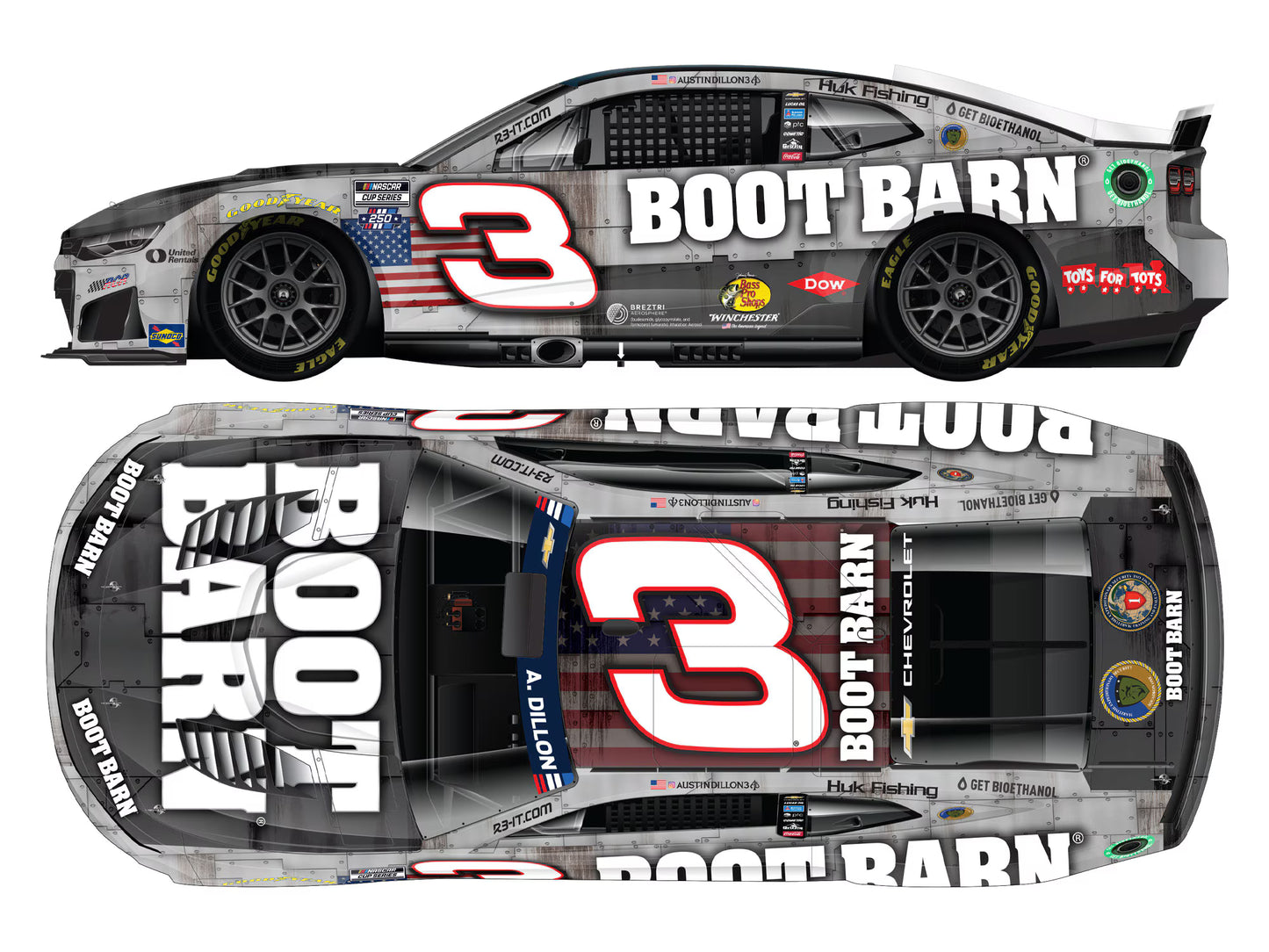 AUSTIN DILLON 2026 BOOT BARN PATRIOTIC 1:24 ELITE DIECAST