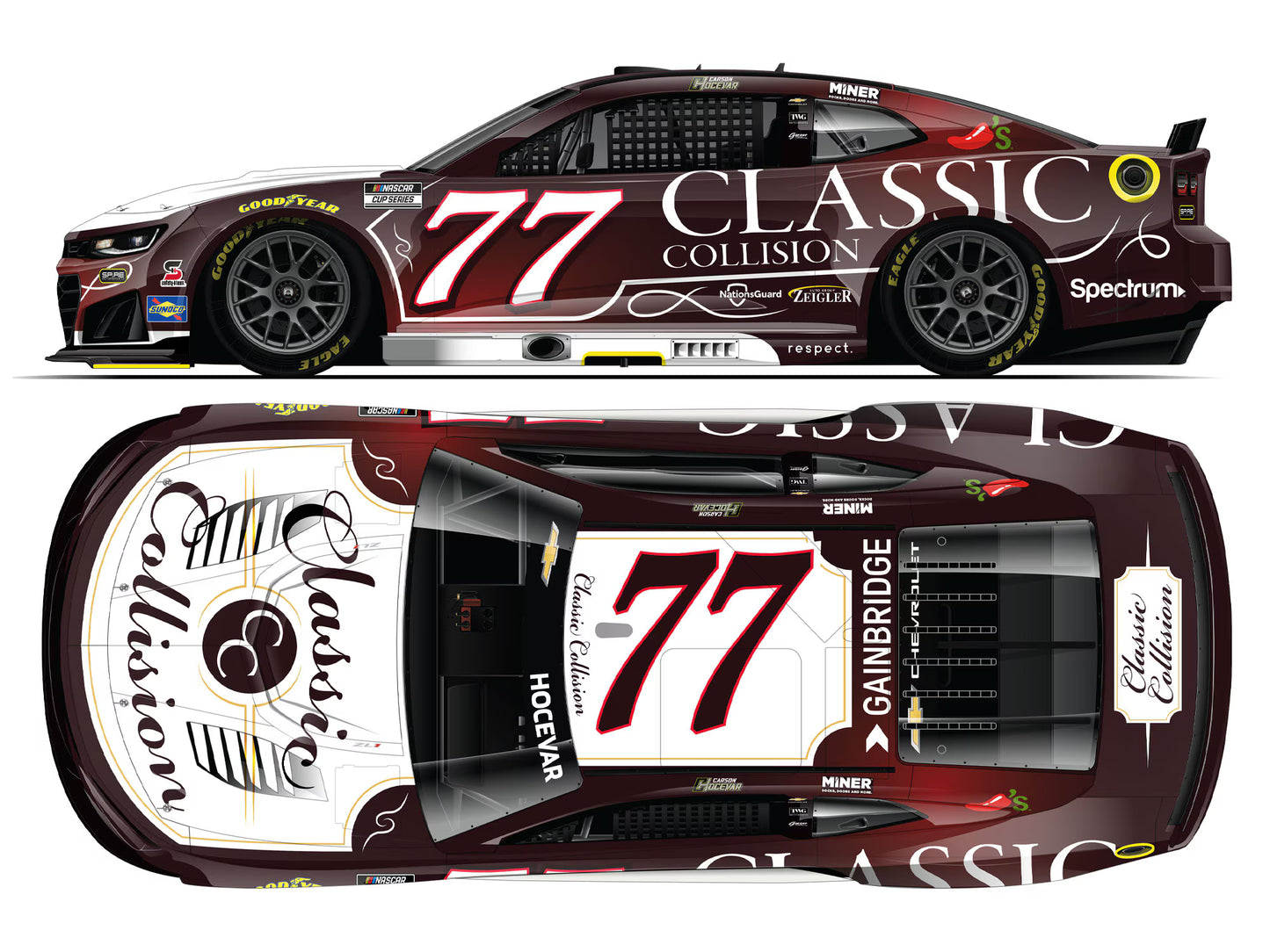 CARSON HOCEVAR 2026 CLASSIC COLLISION 1:24 FLASH COAT SILVER ARC DIECAST