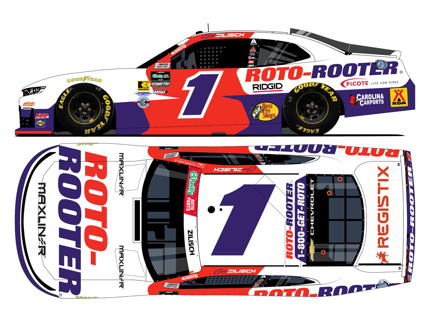 CONNOR ZILISCH 2026 ROTO-ROOTER 1:24 COLOR CHROME ARC DIECAST