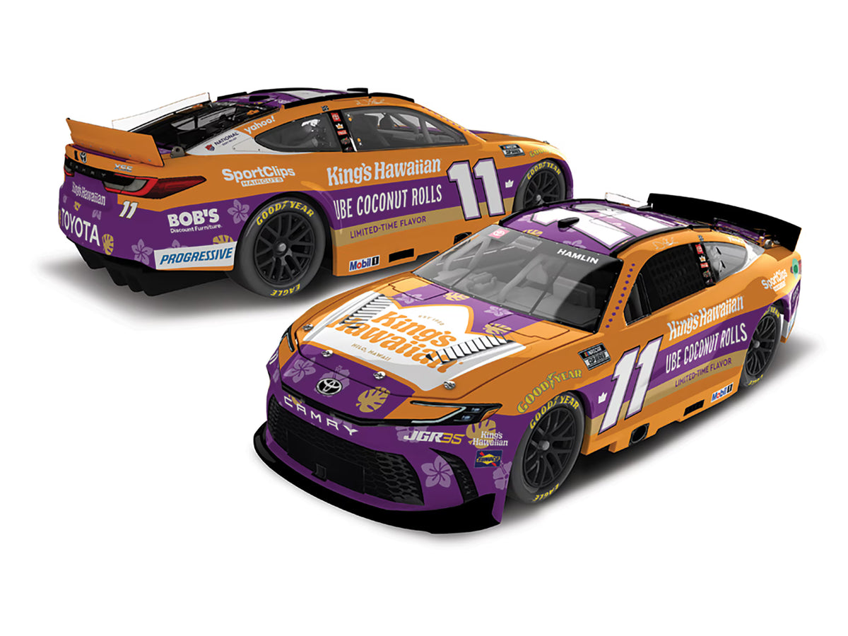 DENNY HAMLIN 2026 KING'S HAWAIIAN UBE COCONUT ROLLS 1:24 COLOR CHROME ARC DIECAST