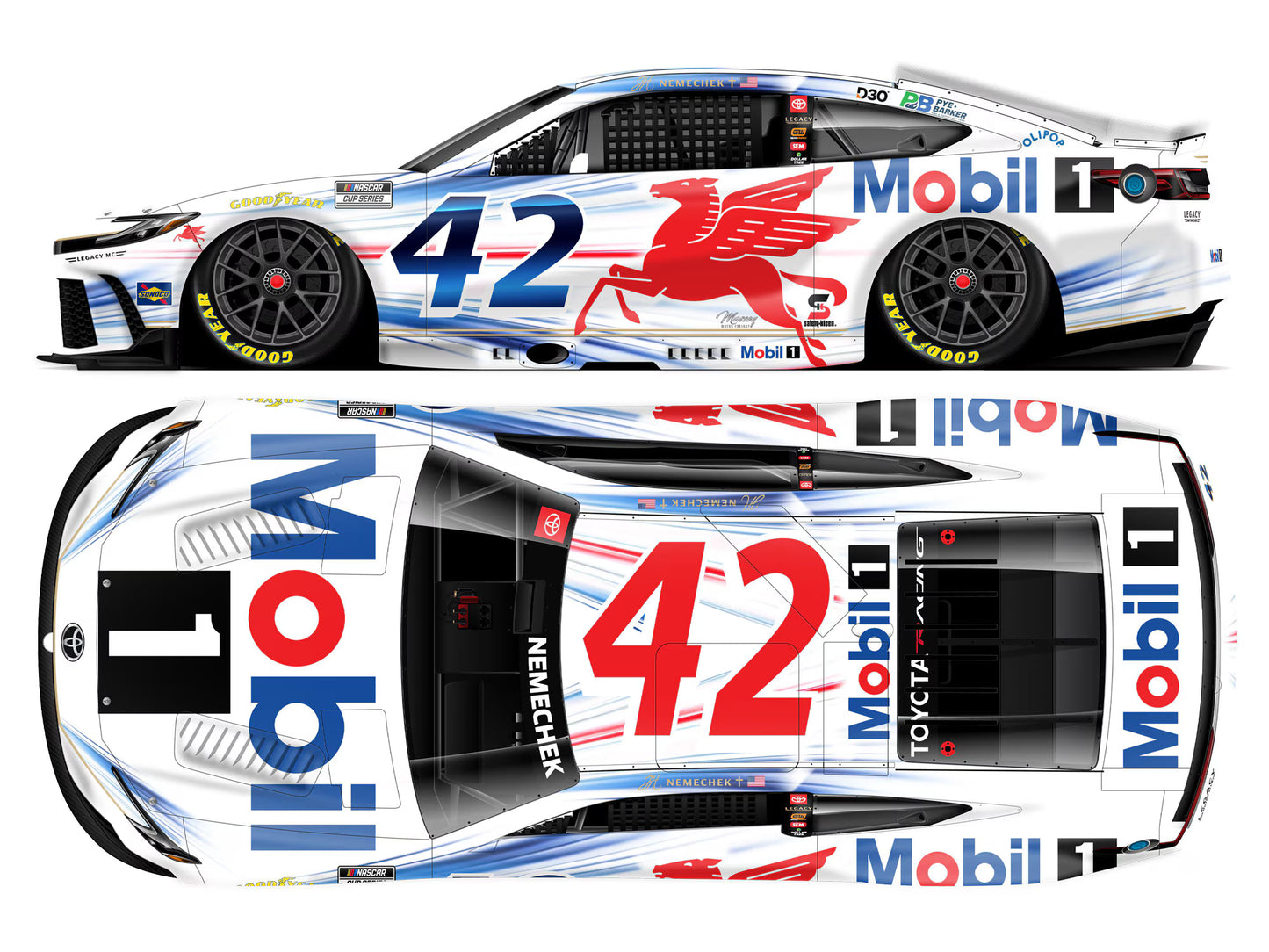 JOHN HUNTER NEMECHEK 2026 MOBIL 1 1:24 COLOR CHROME ARC DIECAST