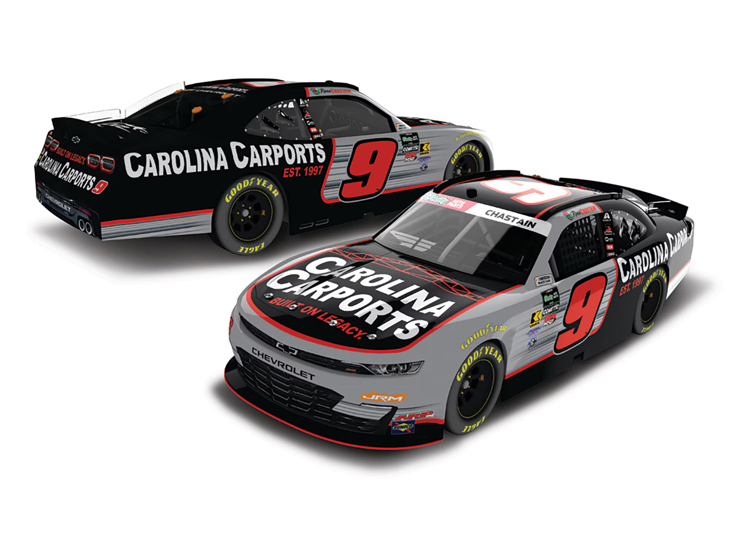 ROSS CHASTAIN 2026 CAROLINA CARPORTS 1:24 COLOR CHROME ARC DIECAST