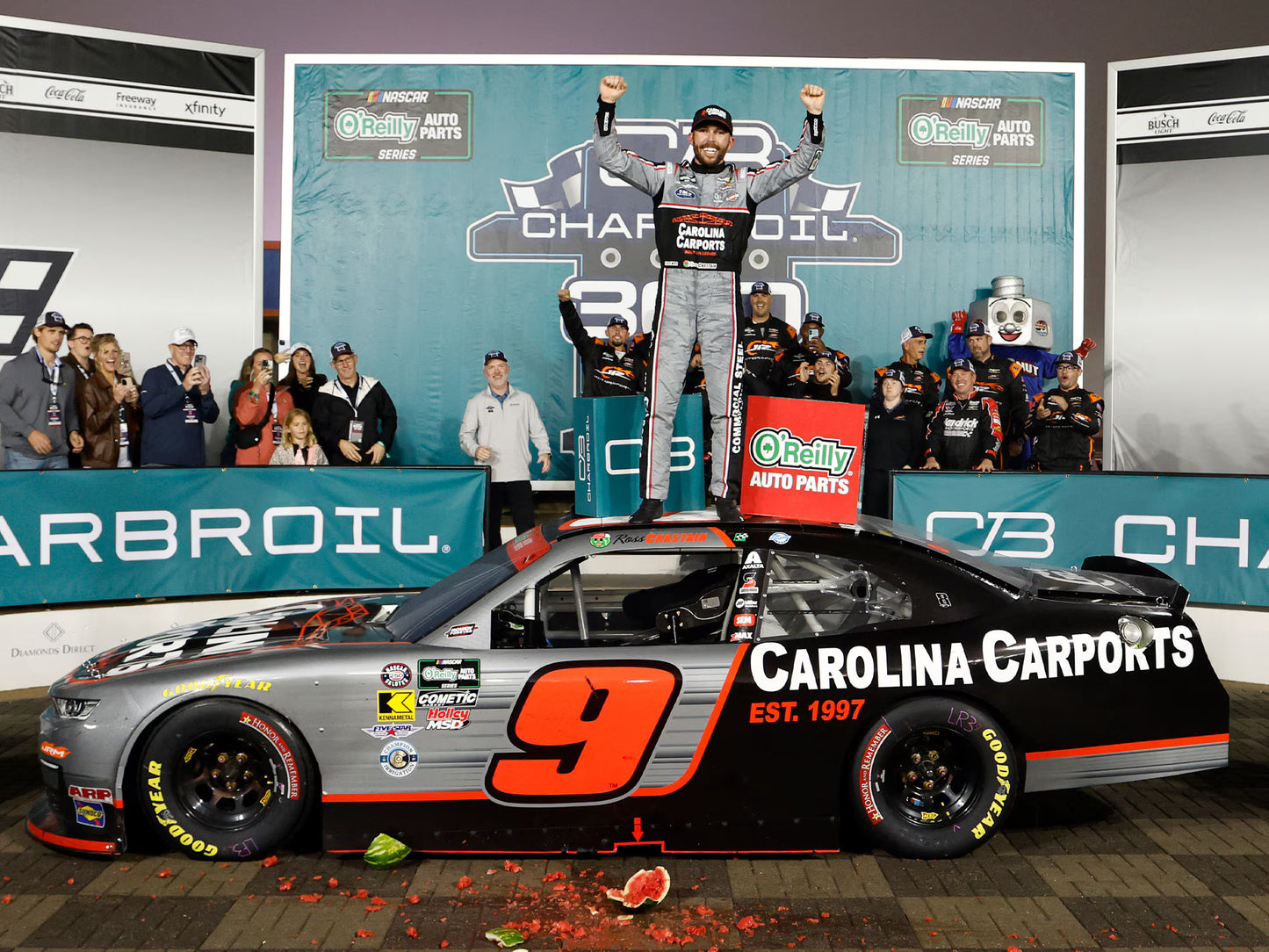 ROSS CHASTAIN 2026 CAROLINA CARPORTS CHARLOTTE RACED WIN 1:24 ARC DIECAST