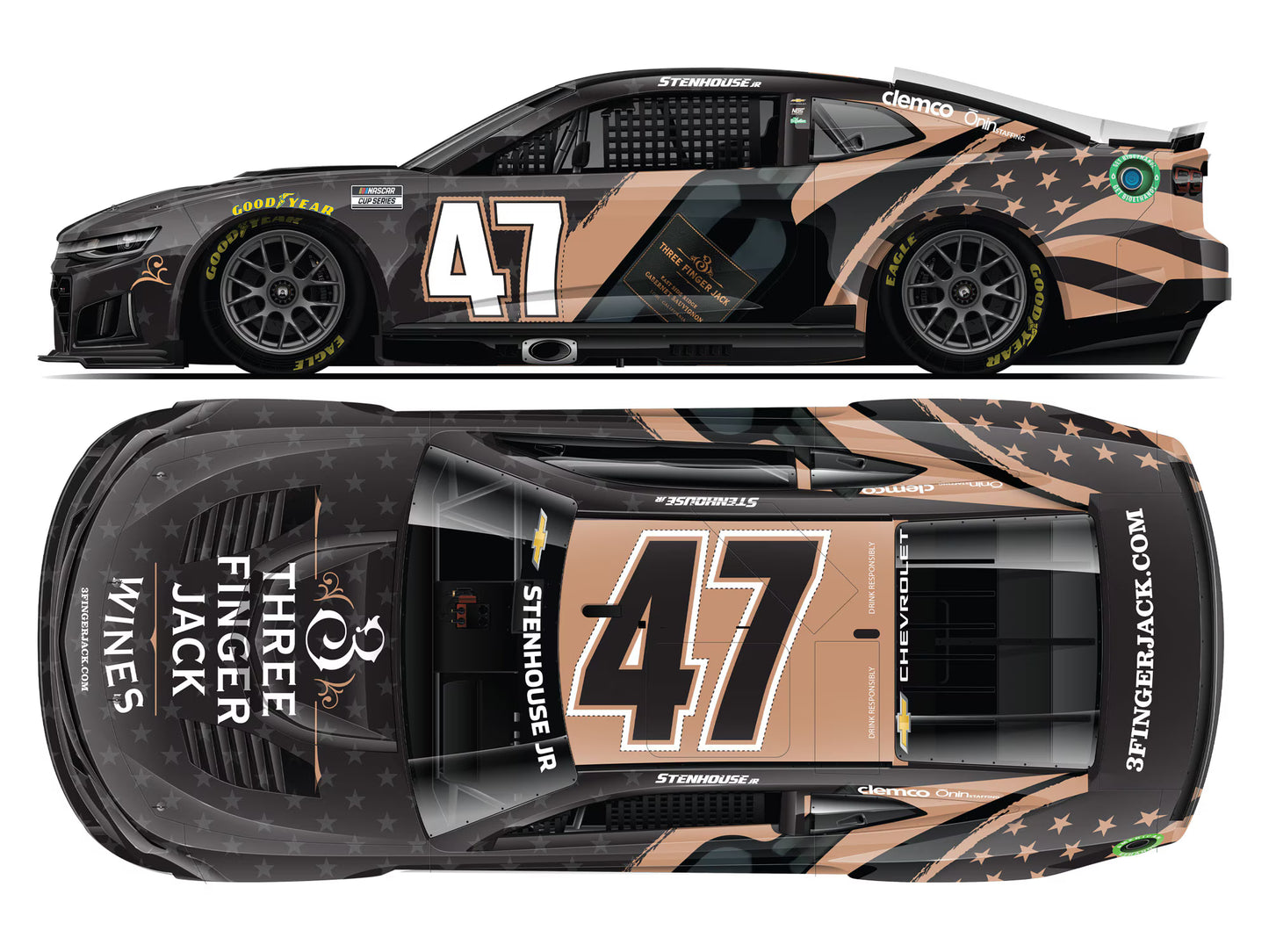 RICKY STENHOUSE JR 2026 THREE FINGER JACK WINES 1:24 ELITE DIECAST